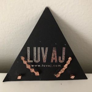 LUV AJ rose gold diamond kite crawler and stud set